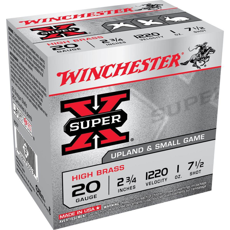 Winchester High Brass 20 Ga 2 3/4" 1 Oz Case 250 Rd in Shot Size 7.5 Ammo Size